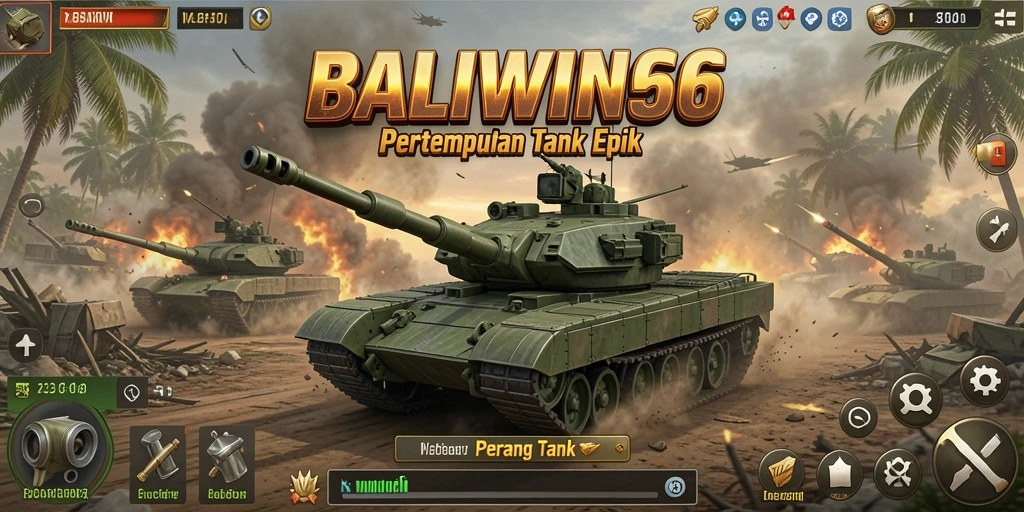Tampilan antarmuka BALIWIN66 dalam pertempuran tank yang intens.
