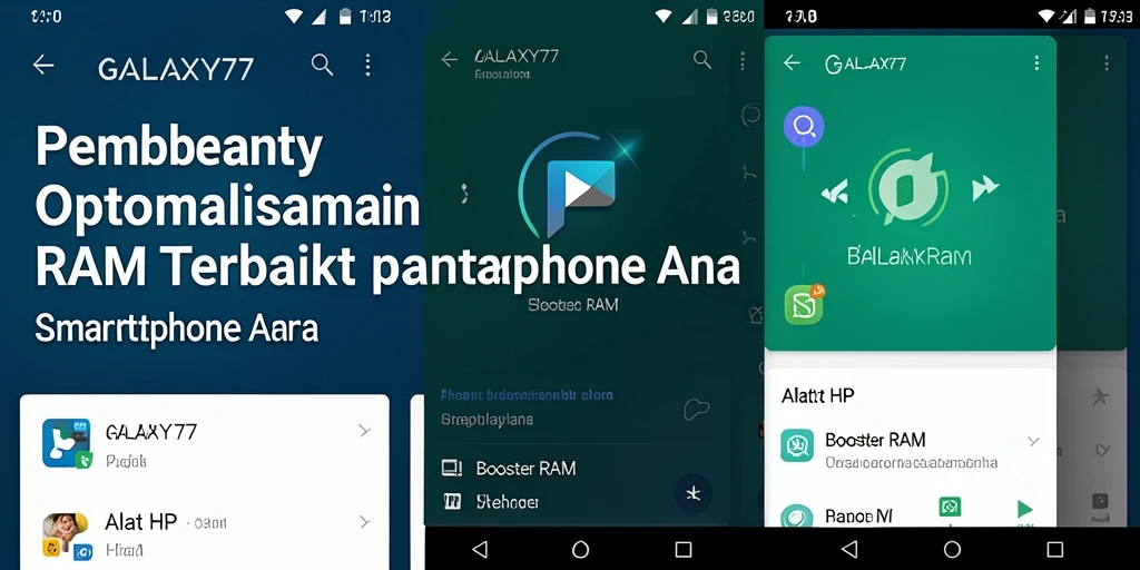 Antarmuka GALAXY77 menampilkan fitur pembersihan RAM yang mudah digunakan.
