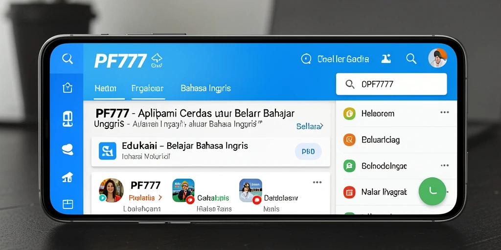 Tampilan antarmuka PF777 yang menarik untuk belajar Bahasa Inggris.