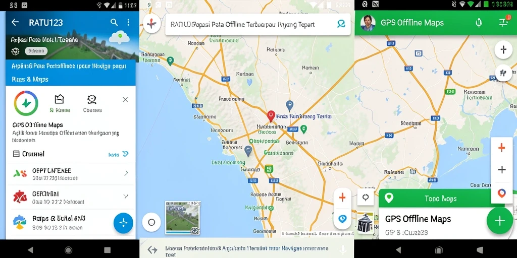 Tampilan antarmuka aplikasi RATU123 dengan fitur peta offline.